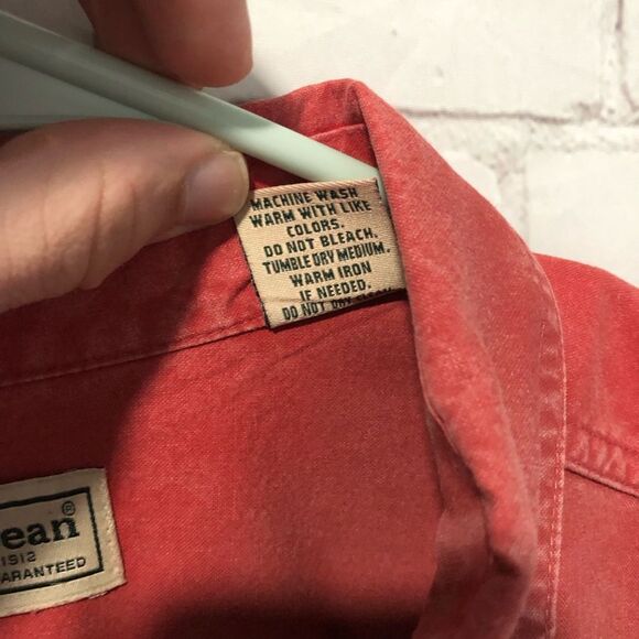 L.L. Bean Red Long Sleeve Button Up Men's Sz XXL - Picture 4 of 8